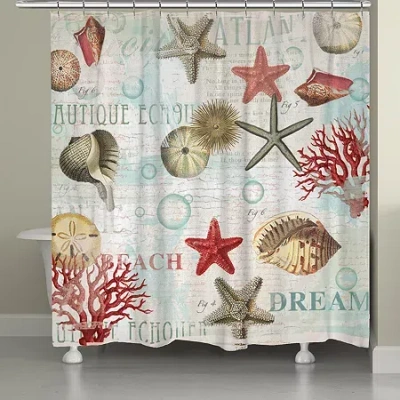 Laural Home Dream Beach Shells Shower Curtain In Red
