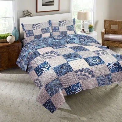 Laural Home Dream Patch Quilt Set In Blue