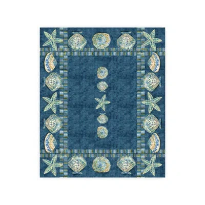 Laural Home Embellished Shells Abstract Tablecloth In Blue