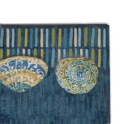 Laural Home Embellished Shells Outdoor Door Mat In Blue;green