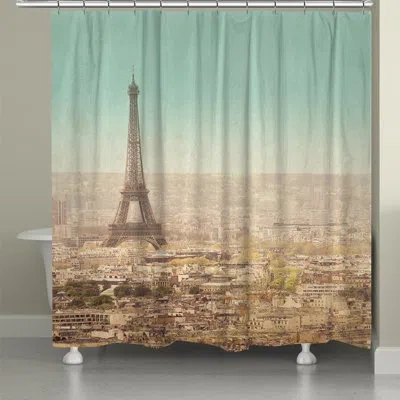 Laural Home Engle Deer In Snowfall Single Shower Curtain In Brown;teal