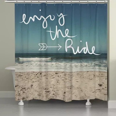 Laural Home Enjoy The Ride Shower Curtain In Blue
