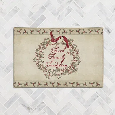Laural Home Faith Family Tradition Faith Family Tradition Chenille Rug In Beige,red
