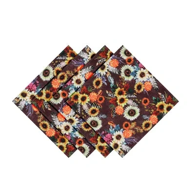 Laural Home Fall Feathers 20" X 20" Napkin In Black