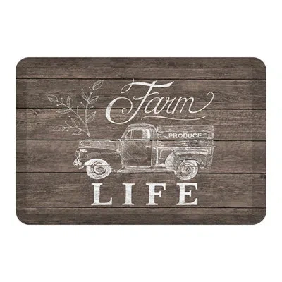 Laural Home Farm Life Kitchen Mat In Brown;white