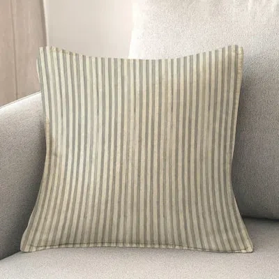 Laural Home Farmhouse Stripe Black Microfiber Throw Square Pillow Cover & Insert In Gray