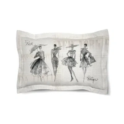 Laural Home Fashion Sketchbook Sham In White;gray