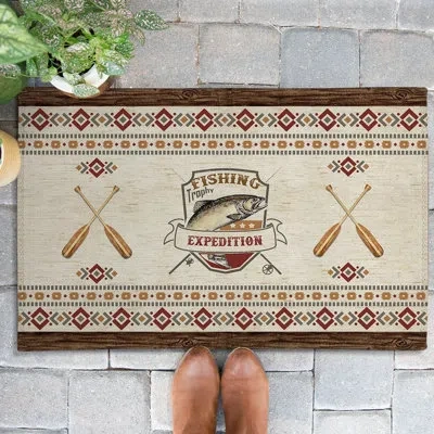 Laural Home Fishing Expedition Non-slip Indoor Outdoor Door Mat In Multicolor