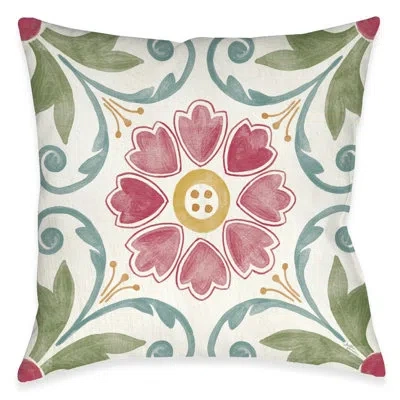 Laural Home Floral Medallion Outdoor Decorative Pillow In Multi