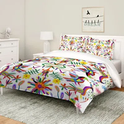 Laural Home Folk Art Whimsy Comforter In Blue;green;red;yellow;orange;purple
