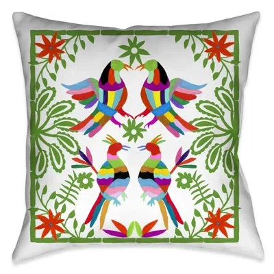 Laural Home Folk Art Whimsy Polyester Throw Pillow In Green
