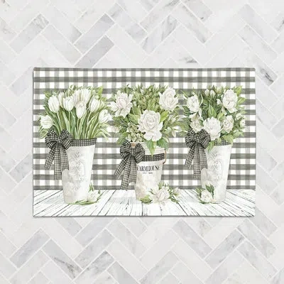 Laural Home French Country Gingham Garden Chenille Rug In Green,black,white