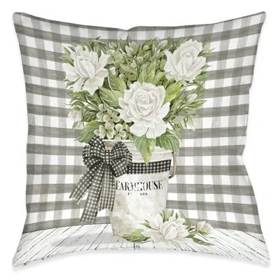 Laural Home French Country Gingham Roses Indoor Decorative Pillow In Multi