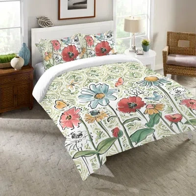Laural Home Garden Filigree Bloom Comforter In Blue;green;red;yellow