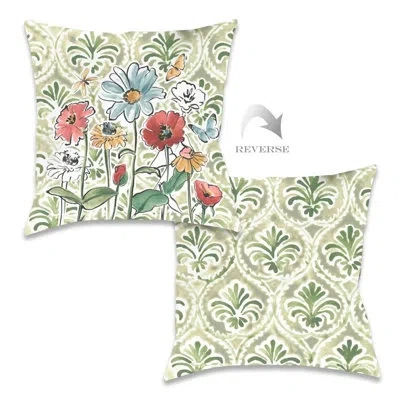Laural Home Garden Filigree Bloom Polyester Throw Pillow In Green