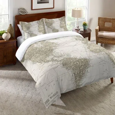 Laural Home Get Out See The World Single Comforter In White;beige