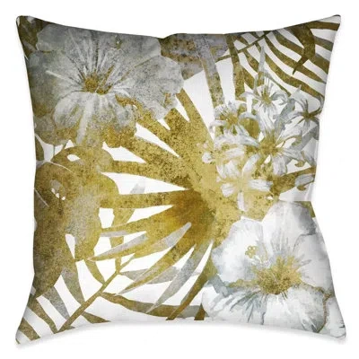 Laural Home Gilded Tropical Bloom Polyester Throw Pillow In Multi