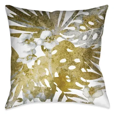 Laural Home Gilded Tropical Bloom Polyester Throw Pillow In Yellow