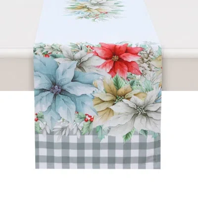 Laural Home Glad Tidings Table Runner In Blue;white