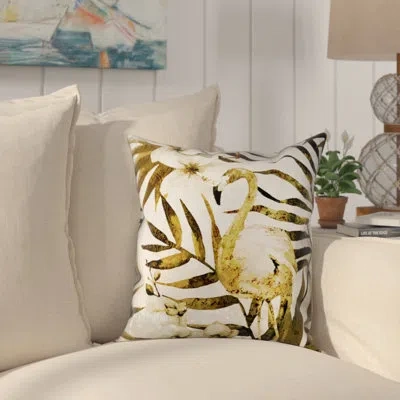 Laural Home Golden Flamingo Golden Flamingo Outdoor Throw Pillow In Multi