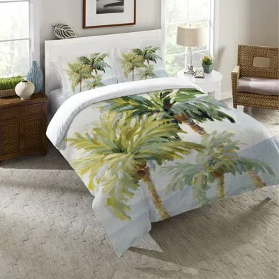Laural Home Golden Palm Comforter In Green,gray