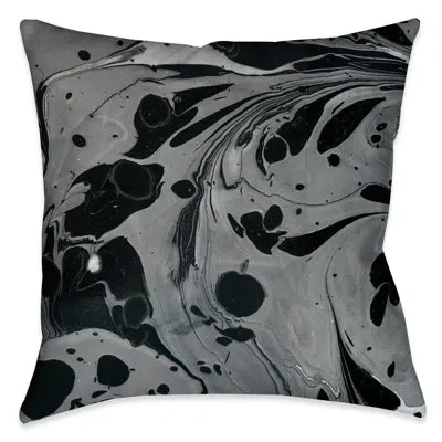 Laural Home Graphic Print Black Gray Marble Throw Pillow In Multi