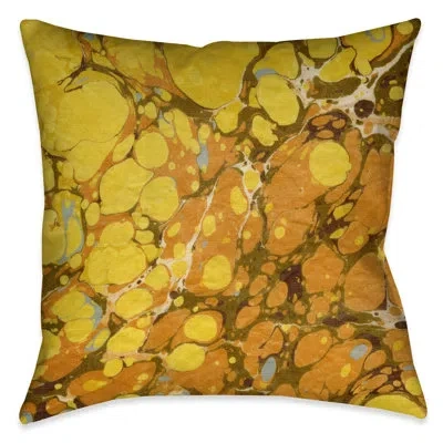 Laural Home Graphic Print Golden Mustard Marble Pillow Cover & Insert In Multi
