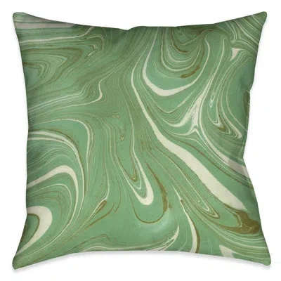 Laural Home Graphic Print Green Marble Indoor/outdoor Throw Pillow In Multi