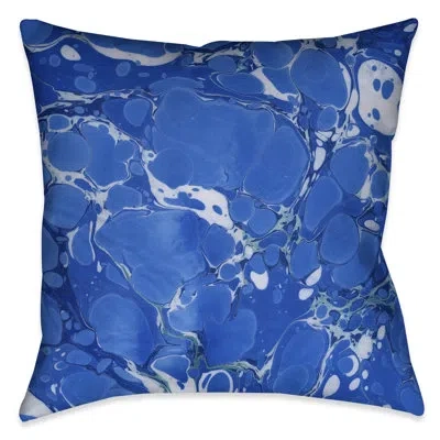 Laural Home Graphic Print Ocean Blue Marble Throw Pillow In Multi