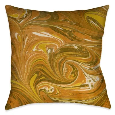 Laural Home Graphic Print Ochre Marble Throw Pillow In Multi