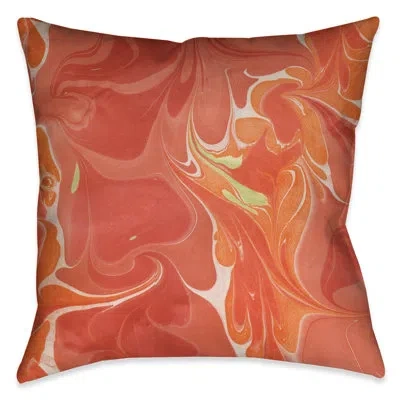 Laural Home Graphic Print Persimmon Marble Red Throw Pillow In Multi