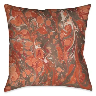 Laural Home Graphic Print Persimmon Marble Throw Pillow In Multi