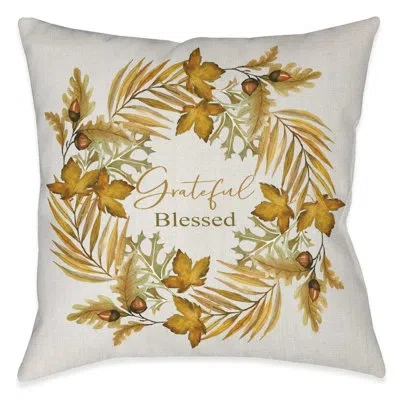 Laural Home Grateful Blessed Outdoor Decorative Pillow In Multi