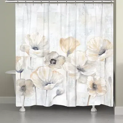 Laural Home Gray Poppy Garden Shower Curtain