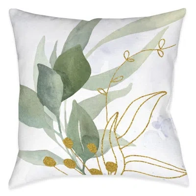 Laural Home Green Gables Gold Vine Outdoor Decorative Pillow In Multi