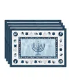 Laural Home Happy Hanukkah Set Of 4 Placemat, 13" X 19" In Blue