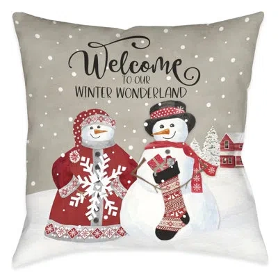 Laural Home Hello Winter Polyester Throw Pillow In Multi