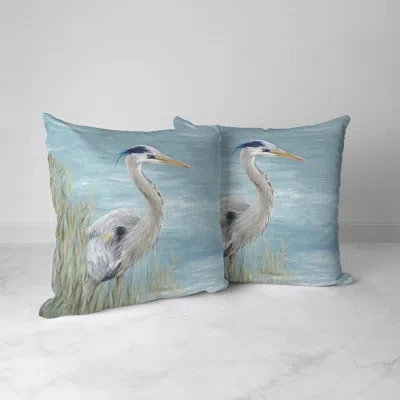 Laural Home Heron By The Bay Indoor Decorative Pillow In Blue;white;green