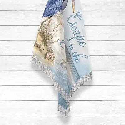 Laural Home Heron Escape Woven Throw Blanket In Blue;brown;beige