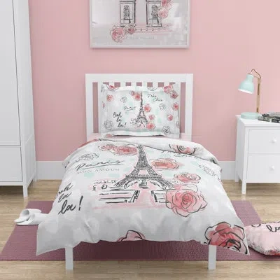 Laural Home High Fashion Paris Comforter In White,pink