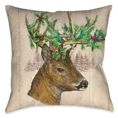 Laural Home Holiday Deer Polyester Throw Pillow In Brown