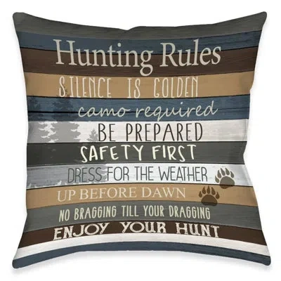 Laural Home Hunting Rules Outdoor Decorative Pillow In Multi