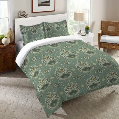 Laural Home Ikat Beauty Microfiber Duvet Cover In Green