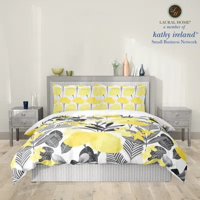 Laural Home Illuminating Garden Yellow/black Microfiber Comforter In Black;yellow