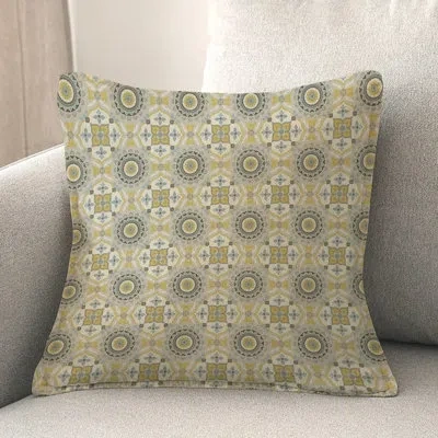 Laural Home Indochine Mosaic Blue Microfiber Throw Square Pillow Cover & Insert In Yellow