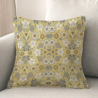 Laural Home Indochine Mosaic Blue Throw Pillow In Yellow