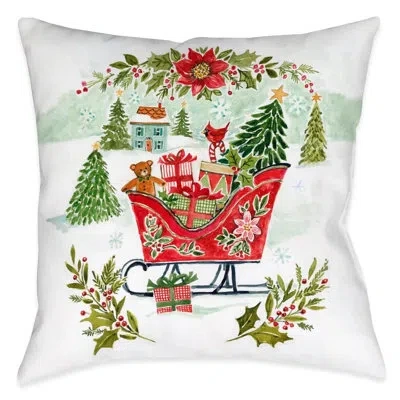 Laural Home Joy Of Christmas Polyester Throw Pillow In Red