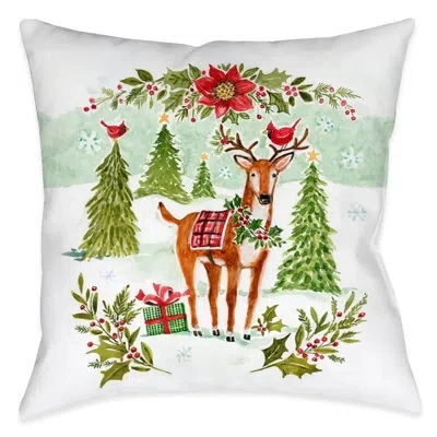 Laural Home Joy Of Christmas Polyester Throw Pillow In Red