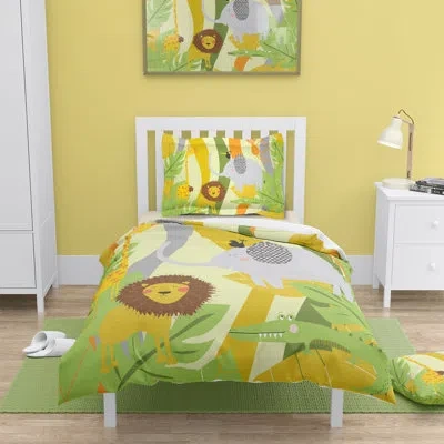 Laural Home Jungle Pals Green Comforter In Brown;green;yellow