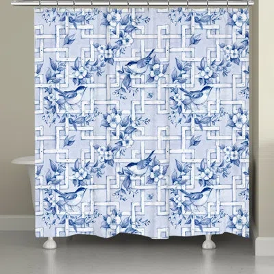 Laural Home Kathy Ireland® Home Birds And Lattice Shower Curtain In Blue